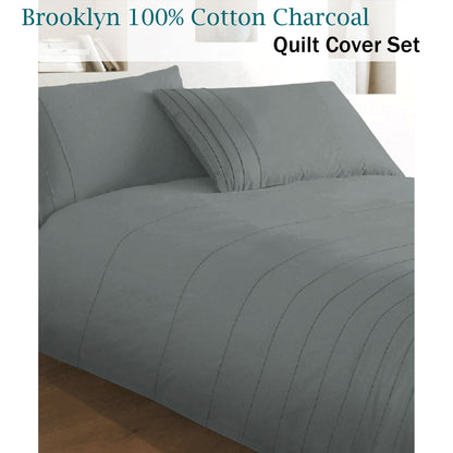 Brooklyn Charcoal Quilt Cover Set King - Image 2