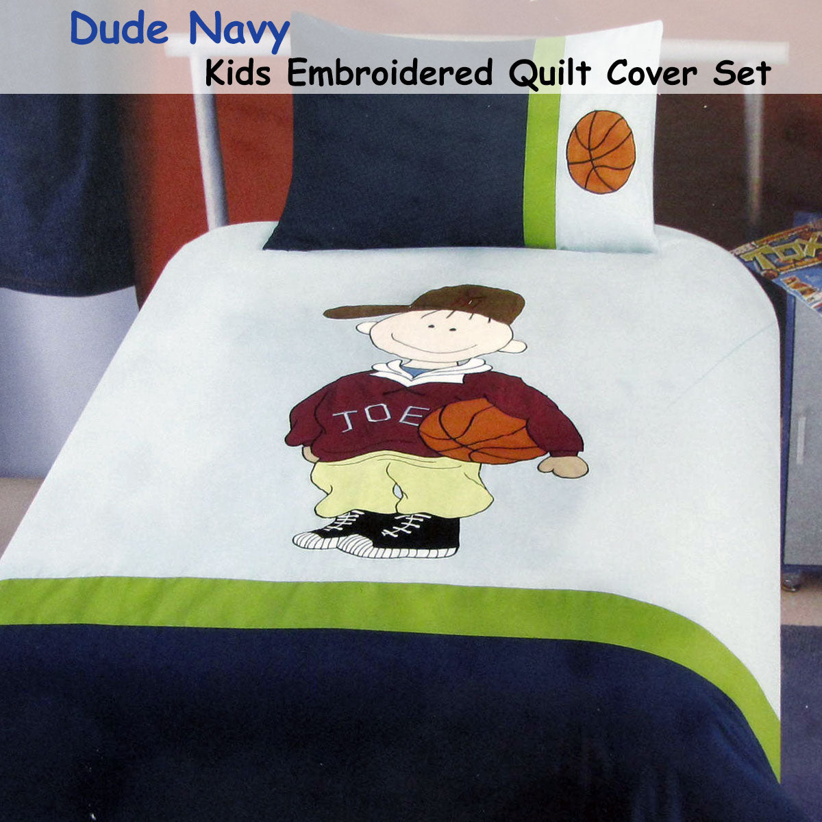 Dude Basketball Embroidered Quilt Cover Set Single - Image 2