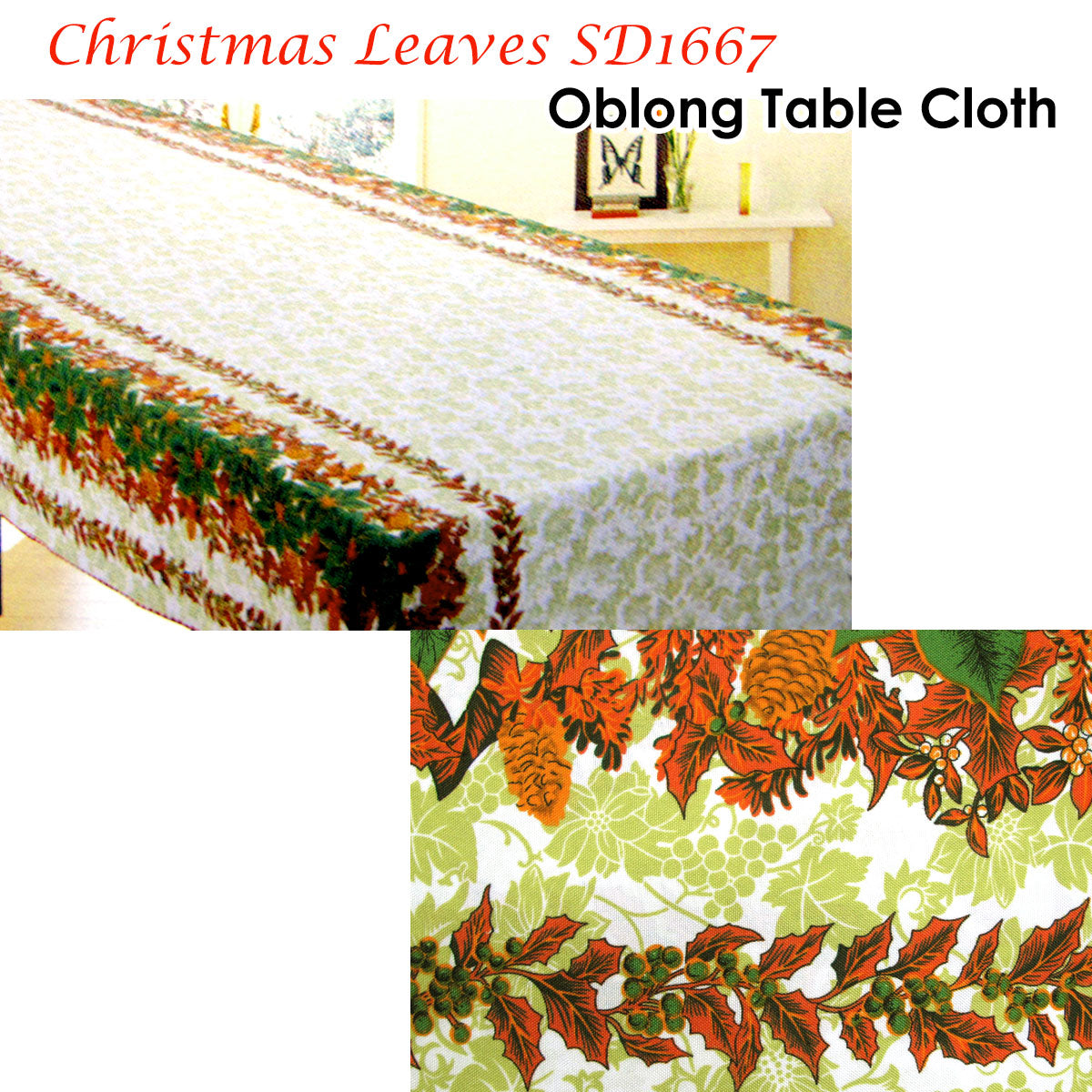 Christmas Rectangular Table Cloth SD1667 150x340cm - Image 2