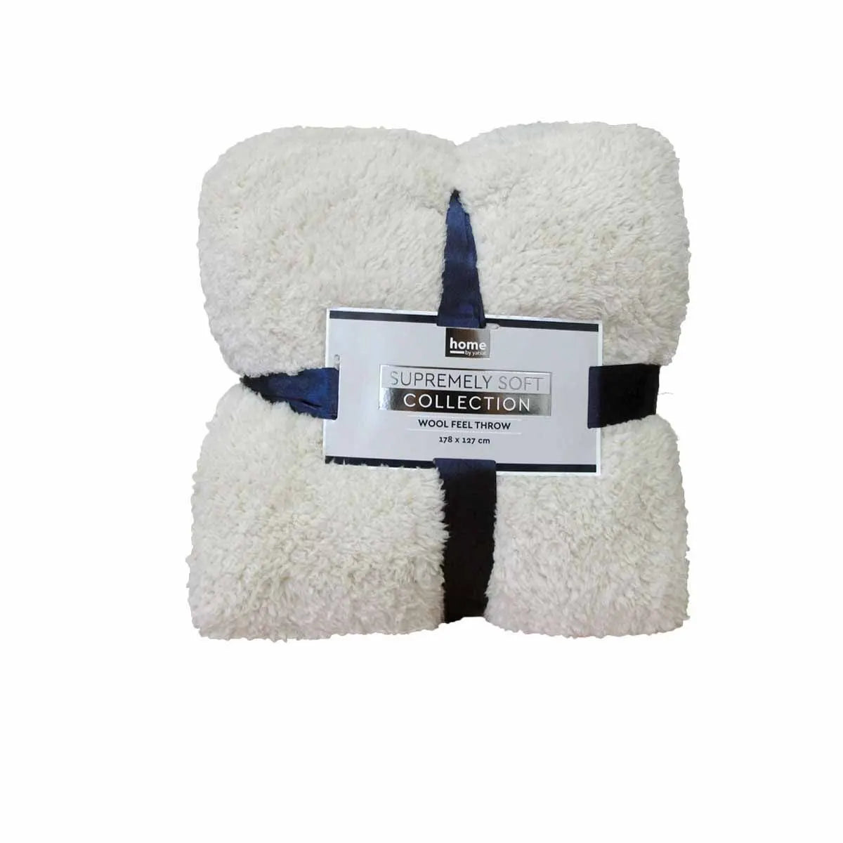Soft Woollen Feel Throw Rug/Blanket Cream