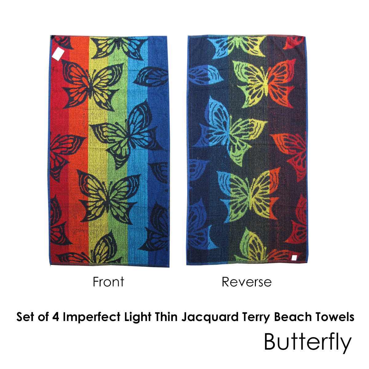 Set of 4 Imperfect Jacquard Terry Beach Towels Butterfly - Image 2