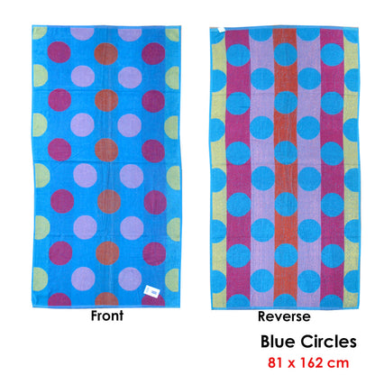 Jacquard Velour Reversible Beach Towel Blue Circles - Image 2