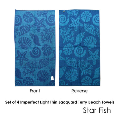 Set of 4 Imperfect Jacquard Terry Beach Towels Star Fish - Image 2