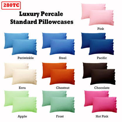 280TC Luxury Percale Standard Pillowcases Perwinkle - Image 2