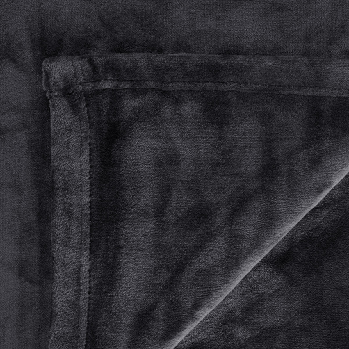 In 2 Linen 350GSM Plush Ultra Soft Velvet Touch Blanket Charcoal Double/Queen - Image 3