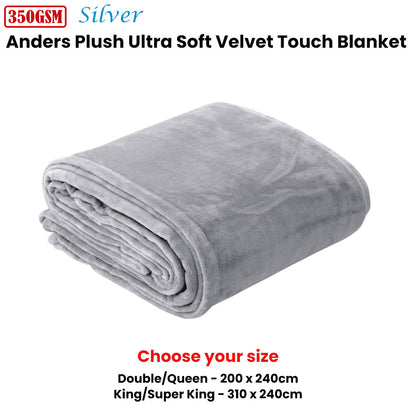 In 2 Linen 350GSM Plush Ultra Soft Velvet Touch Blanket Silver King/Super King - Image 2