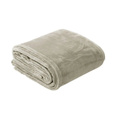 In 2 Linen 350GSM Plush Ultra Soft Velvet Touch Blanket Taupe Double/Queen