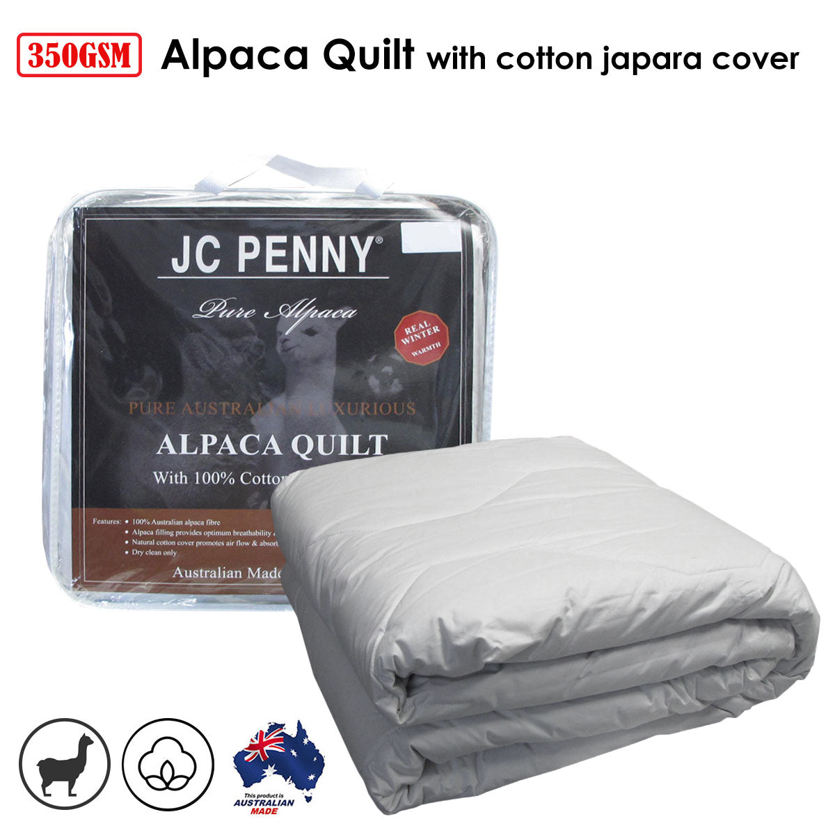 350GSM Alpaca Quilt with Cotton Japara Cover - Queen - Image 2