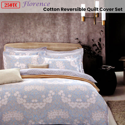 250TC Florence Cotton Reversible Quilt Cover Set Queen - Image 2