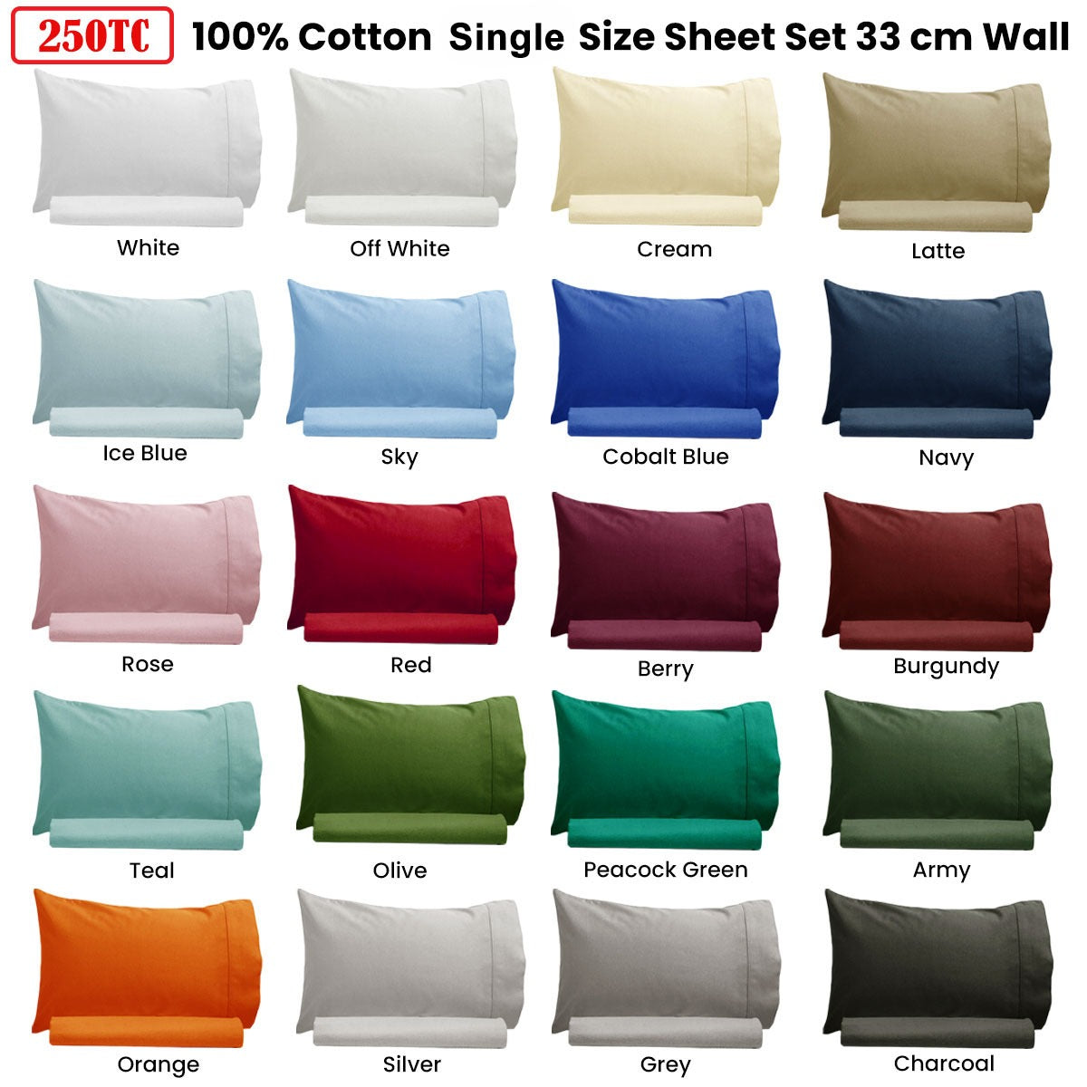Artex 250TC 100% Cotton Sheet Set Single Sky - Image 2