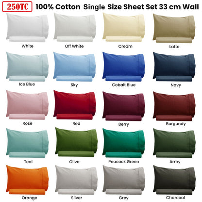 Artex 250TC 100% Cotton Sheet Set Single Sky - Image 2