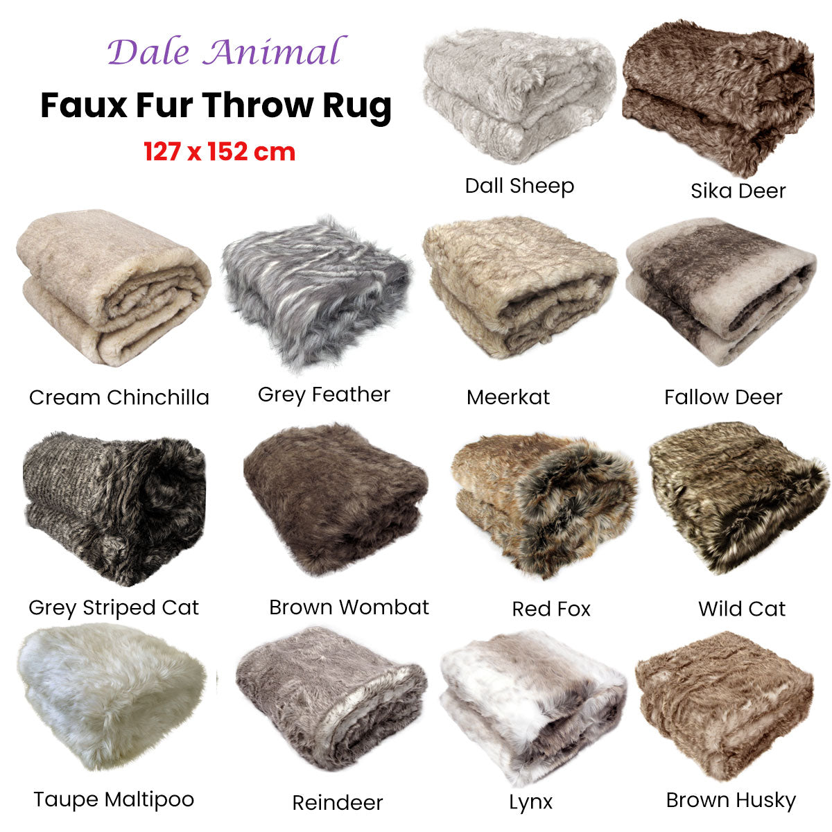 Dale Animal Faux Fur Throw Rug 127 x 152 cm Brown Wombat - Image 2