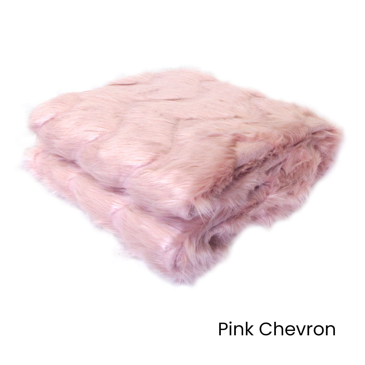 Riley Modern Pattern Faux Fur Throw Rug 127 x 152 cm Pink Chevron - Image 2