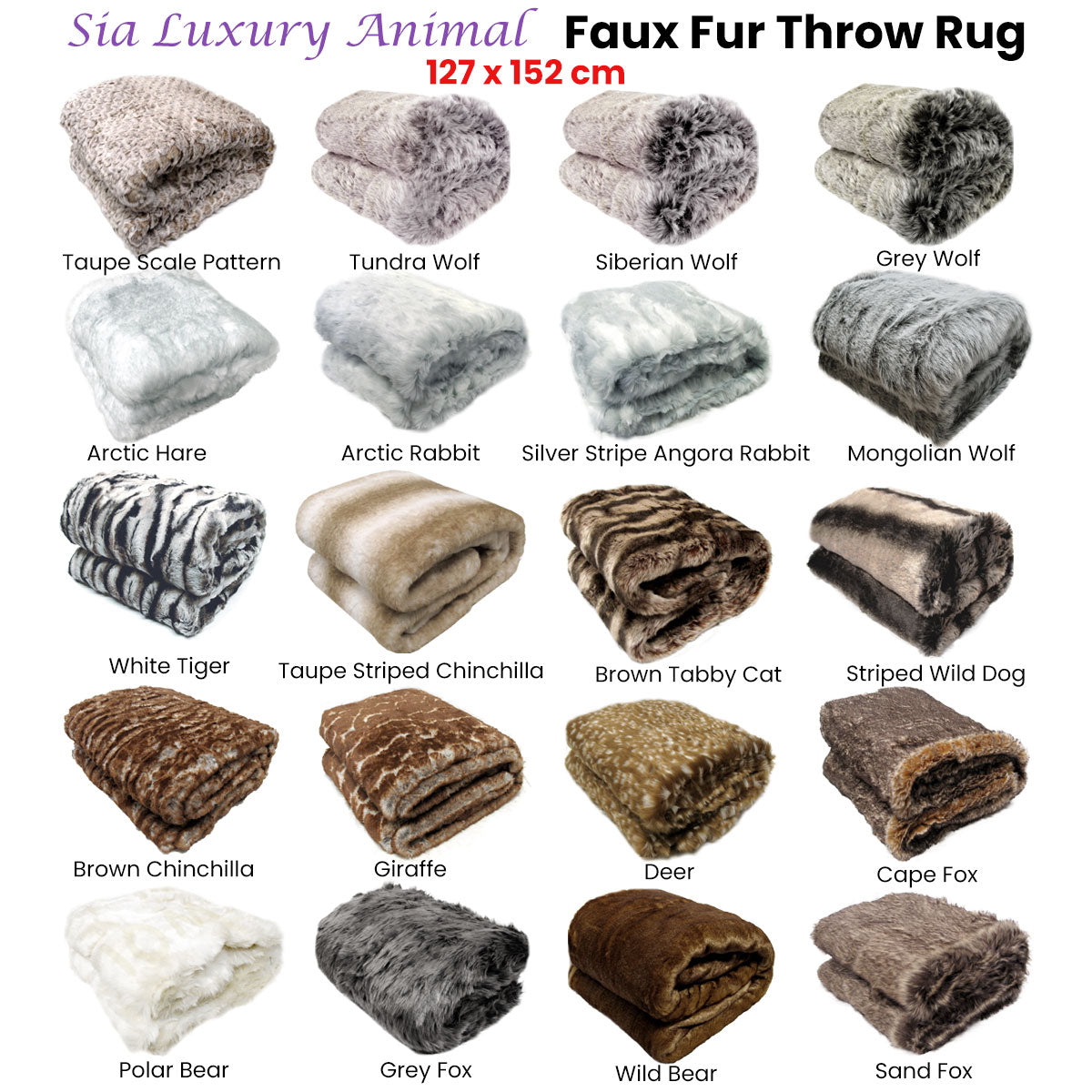 Sia Luxury Range Faux Fur Throw Rug 127 x 152 cm Giraffe - Image 2