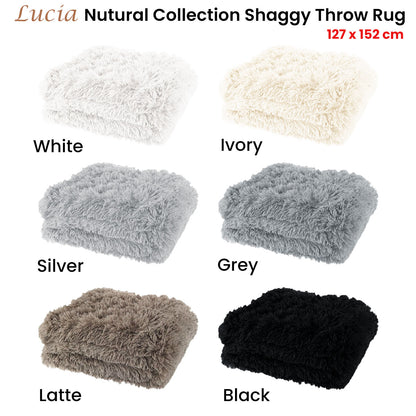 Lucia Nutural Collection Shaggy Throw Rug 127 x 152cm Grey - Image 2