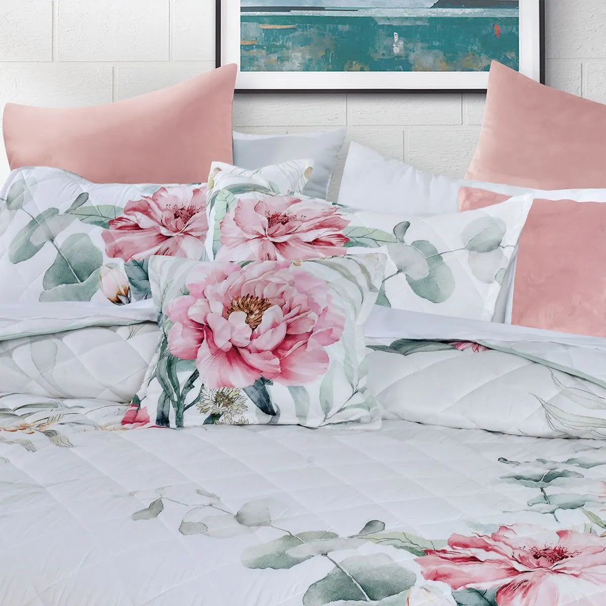 Bianca Coleraine White Floral Printed Bedspread Set Super King - Image 3