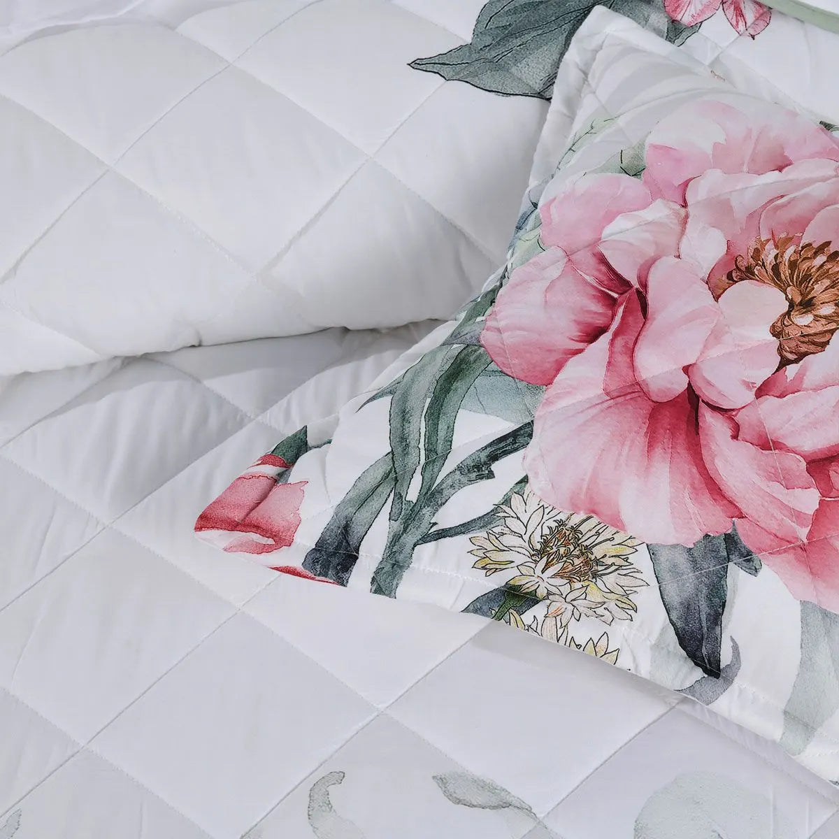 Bianca Coleraine White Floral Printed Bedspread Set Super King - Image 4