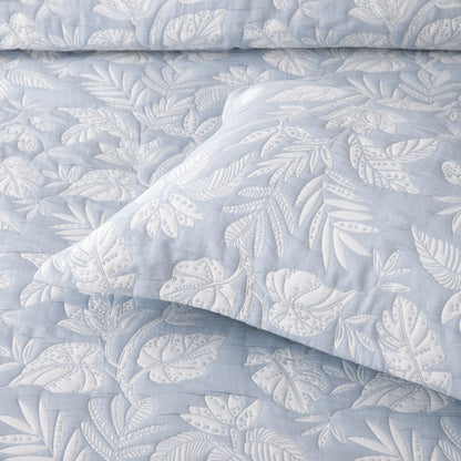 Bianca Laurieton Blue Jacquard Botanical Bedspread Set Super King - Image 4