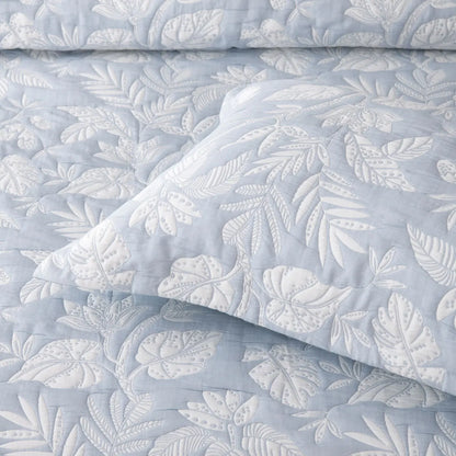 Bianca Laurieton Blue Jacquard Botanical Bedspread Set Super King - Image 4