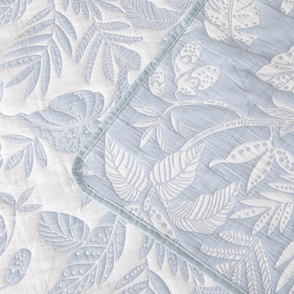 Bianca Laurieton Blue Jacquard Botanical Bedspread Set Super King - Image 5