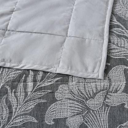 Bianca Maidstone Grey Floral Jacquard Bedspread Set King - Image 4