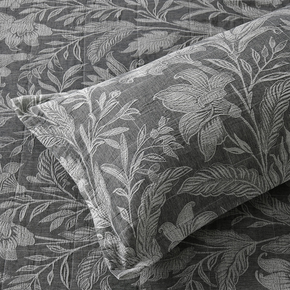 Bianca Maidstone Grey Floral Jacquard Bedspread Set Super King - Image 5