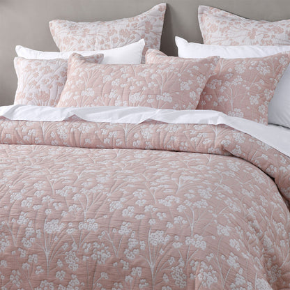 Bianca Myra Blush Floral Jacquard Bedspread Set Double - Image 3