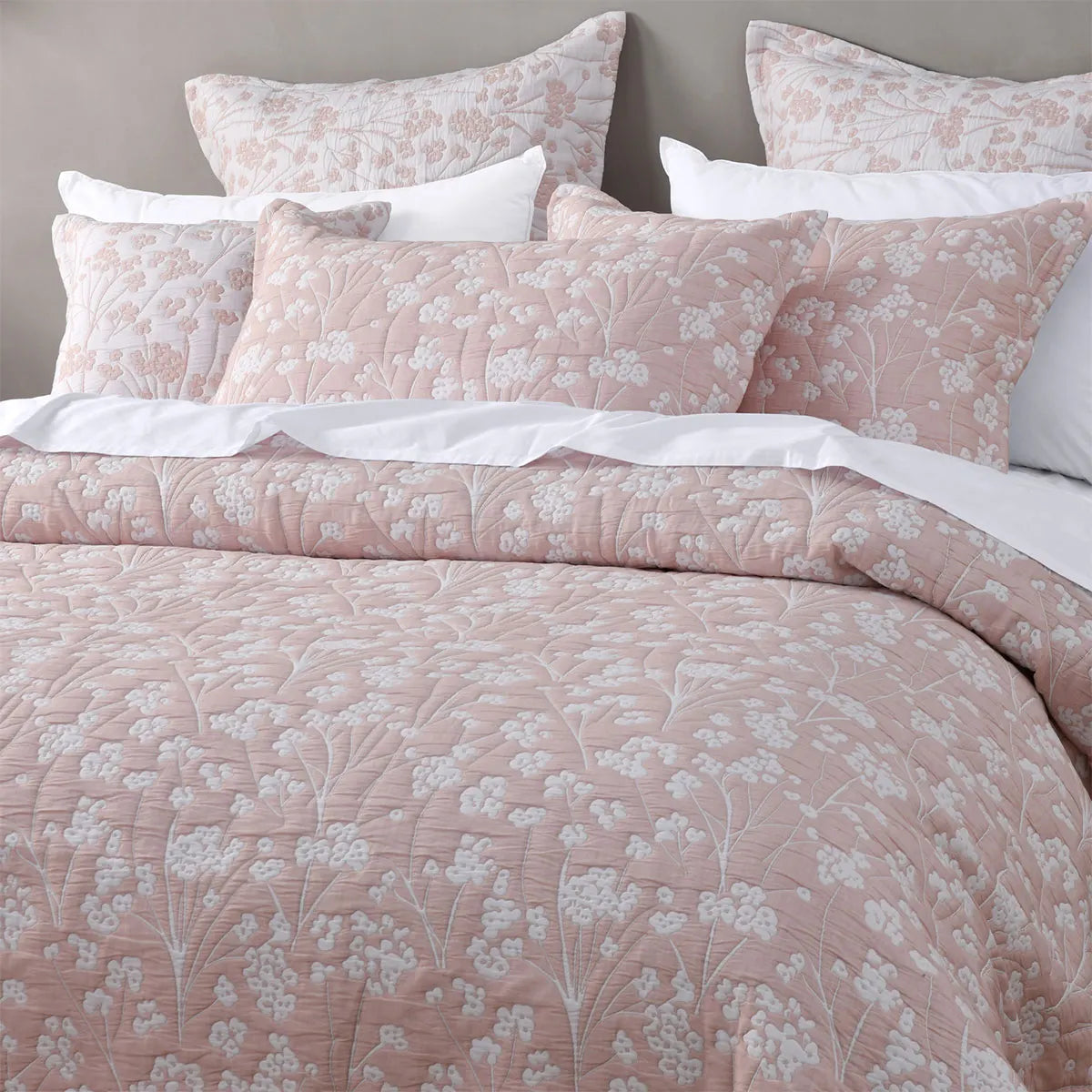 Bianca Myra Blush Floral Jacquard Bedspread Set King - Image 3