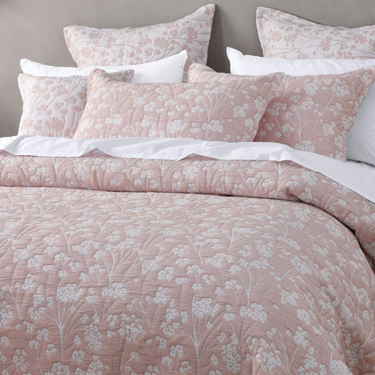 Bianca Myra Blush Floral Jacquard Bedspread Set King - Image 3