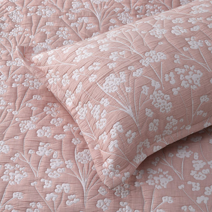 Bianca Myra Blush Floral Jacquard Bedspread Set King - Image 4