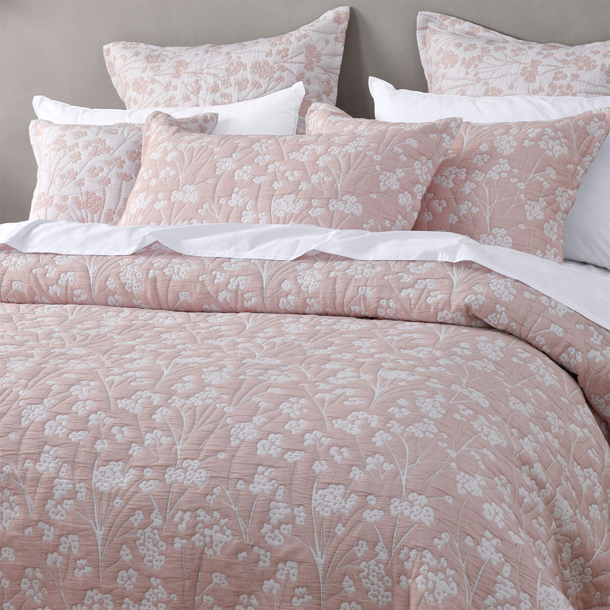Bianca Myra Blush Floral Jacquard Bedspread Set Queen - Image 3