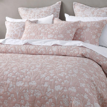 Bianca Myra Blush Floral Jacquard Bedspread Set Super King - Image 3