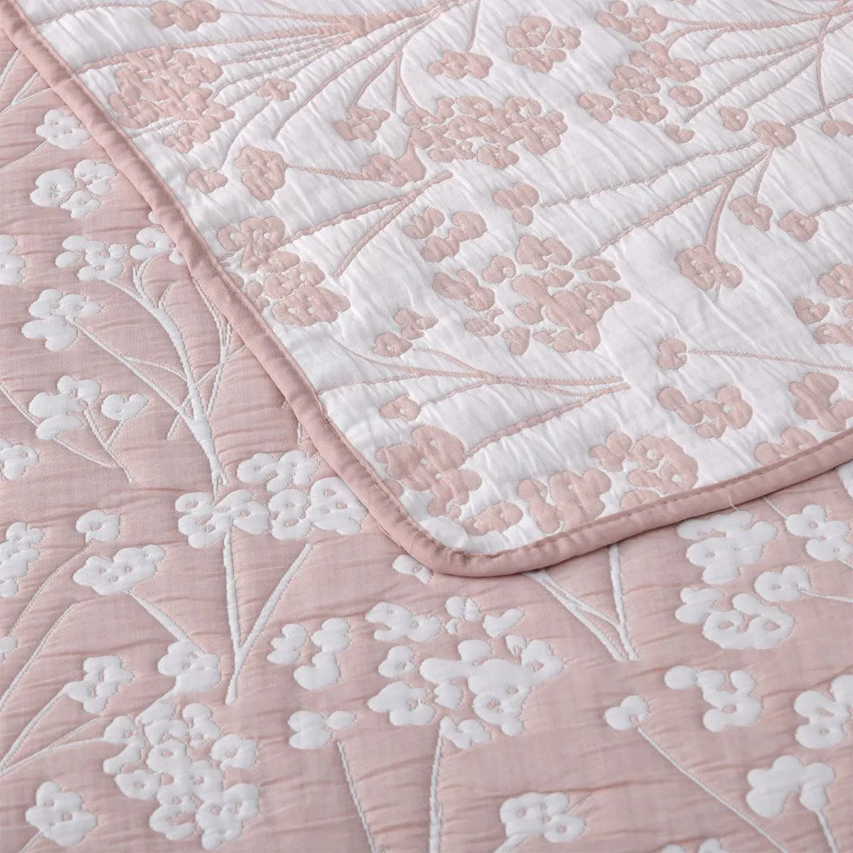 Bianca Myra Blush Floral Jacquard Bedspread Set Super King - Image 5