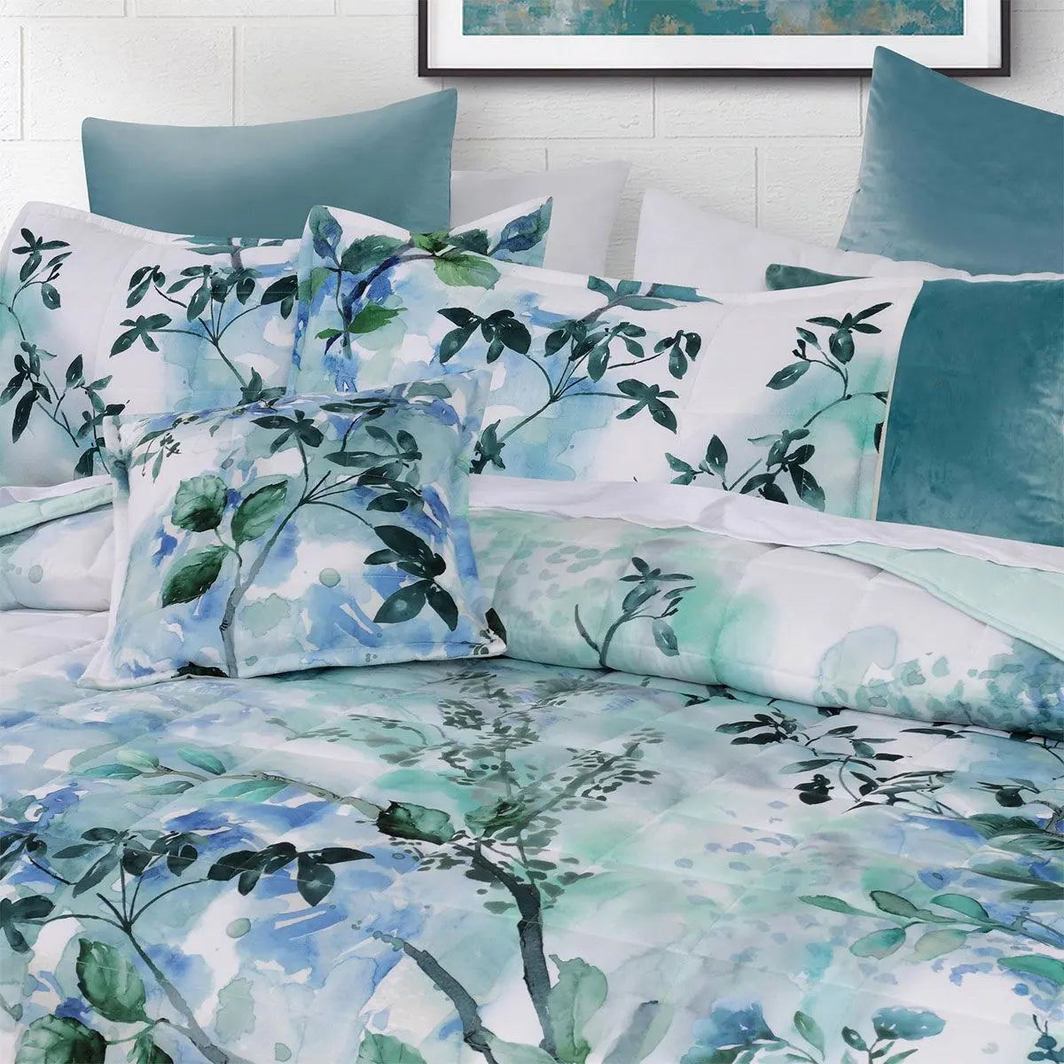Bianca Woodbury White Botanical Printed Bedspread Set Super King - Image 3