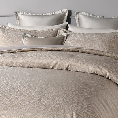 Bianca Bellagio Gold 6 Pcs Jacquard Geometric Comforter Set Queen/King - Image 3