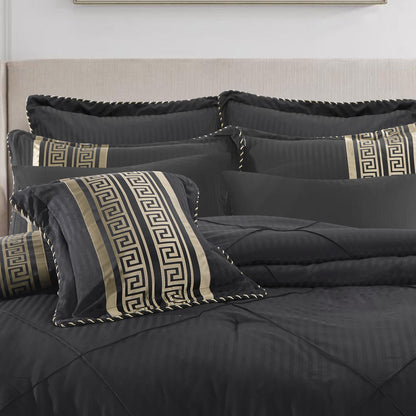 Bianca Raffaello Black 6 Pcs Jacquard Comforter Set Queen/King - Image 3
