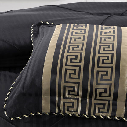 Bianca Raffaello Black 6 Pcs Jacquard Comforter Set Queen/King - Image 4