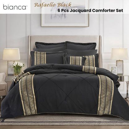 Bianca Raffaello Black 6 Pcs Jacquard Comforter Set Super King - Image 2