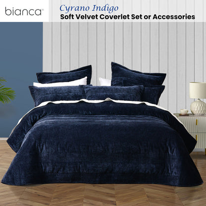 Bianca Cyrano Indigo Soft Velvet Polyester Quilted Coverlet Set Queen/King - Image 2