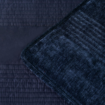 Bianca Cyrano Indigo Soft Velvet Polyester Quilted Coverlet Set Queen/King - Image 5