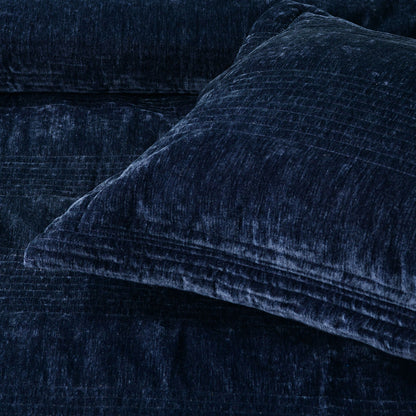 Bianca Cyrano Indigo Soft Velvet Polyester Quilted Coverlet Set Super King - Image 4