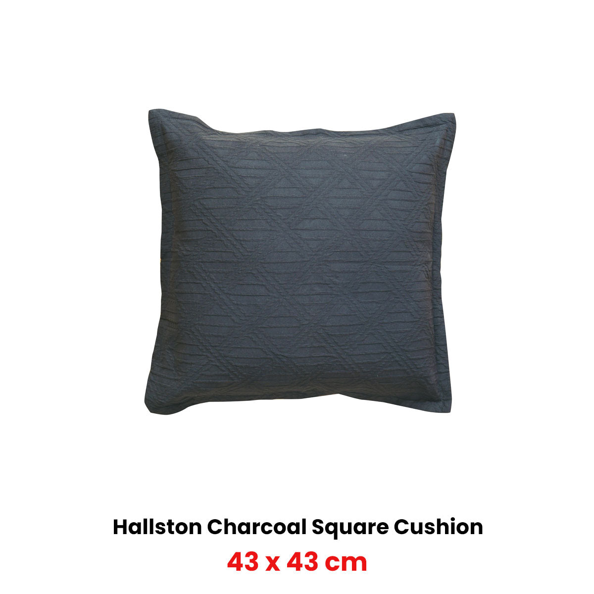 Bianca Hallston Charcoal Square Filled Cushion 43 x 43cm - Image 2