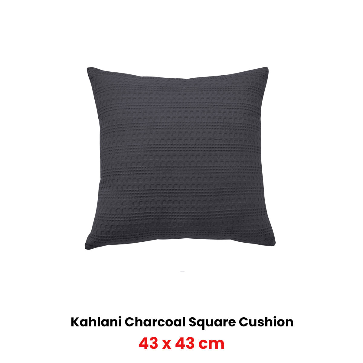 Bianca Kahlani Charcoal Waffle Square Filled Cushion 43 x 43cm - Image 2