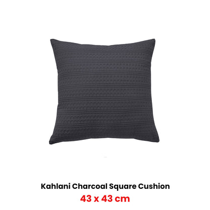 Bianca Kahlani Charcoal Waffle Square Filled Cushion 43 x 43cm - Image 2