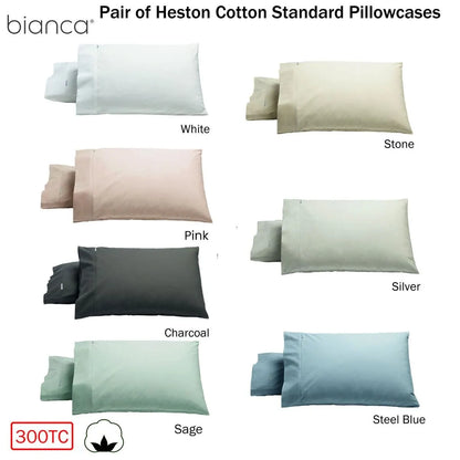 Bianca Pair of Heston Cotton Percale Standard Pillowcases Pink - Image 2