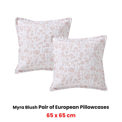 Bianca Pair of Myra Blush European Pillowcases 65 x 65cm - Image 2