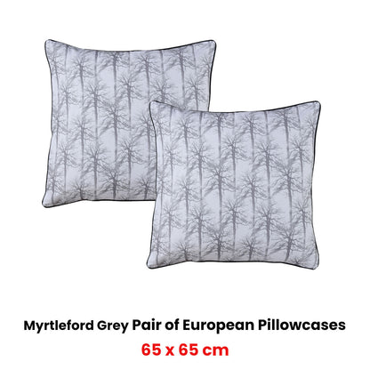 Bianca Pair of Myrtleford Grey European Pillowcases 65 x 65cm - Image 2