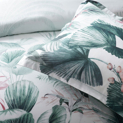 Bianca Abbey Green Cotton Sateen Tropical Floral Quilt Cover Set King - Image 4