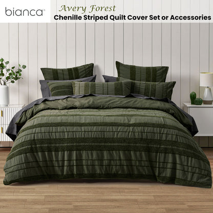Bianca Avery Forest Chenille Striped Quilt Cover Set King - Image 2