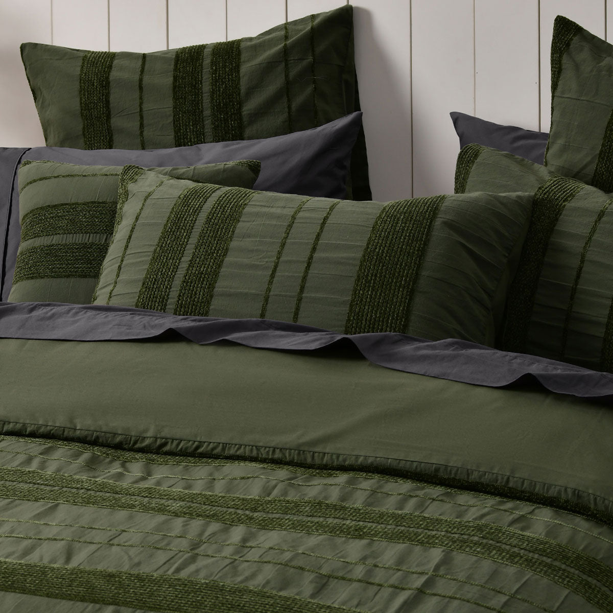 Bianca Avery Forest Chenille Striped Quilt Cover Set Queen - Image 3